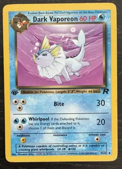 Pokemon TCG | Dark Vaporeon 45/82 | Team Rocket 1st Edition | LP - Image 1