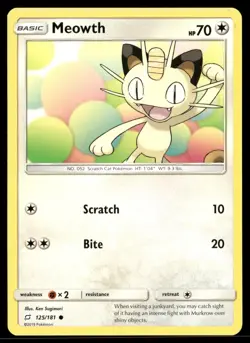 Meowth 125/181 Common Team Up Pokemon Near Mint - Image 1