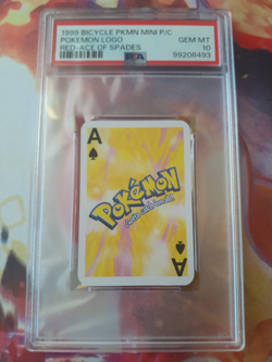 POP 1 1999 Pokemon Logo Ace of Spades Bicycle Mini Poker Playing Card PSA 10 Gem - Image 1