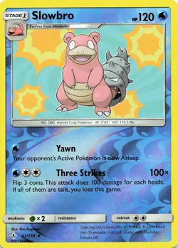 POKEMON Slowbro #43/214 Reverse Holo SM - Unbroken Bonds NM - Image 1