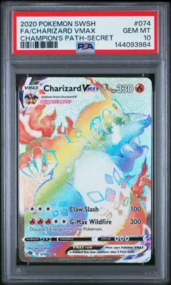 2020 POKEMON SWORD & SHIELD CHAMPION'S PATH #074 FULL ART/CHARIZARD VMAX PSA 10 - Image 1
