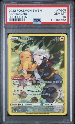 2022 POKEMON SWORD & SHIELD LOST ORIGIN TG05/TG30 FULL ART/PIKACHU PSA 10 - Image 1