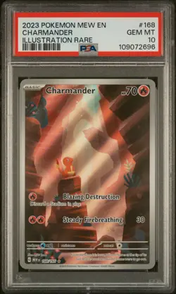 2023 POKEMON MEW EN-151 ILLUSTRATION RARE #168 CHARMANDER PSA 10 - Image 1
