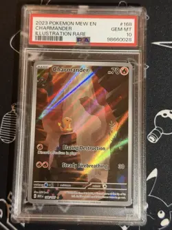 Charmander Illustration Rare 168/165 Pokemon 2023 MEW EN S&V 151 IR PSA 10 Card - Image 1