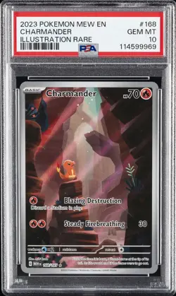 2023 POKEMON MEW EN-151 ILLUSTRATION RARE #168 CHARMANDER PSA 10 - Image 1