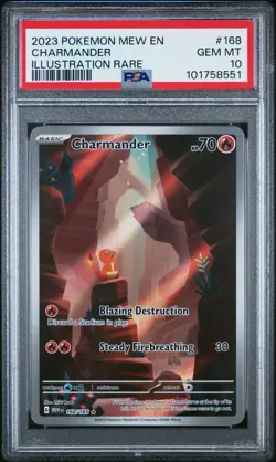 2023 POKEMON MEW EN-151 ILLUSTRATION RARE #168 CHARMANDER PSA 10 - Image 1