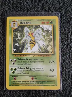 Pokemon TCG 1999 Beedrill Card 17/102 Base Set WOTC Unlimited LP - Image 1