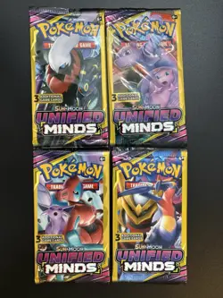 Pokemon TCG 4 Packs Unified Minds 3 Card Art Set New Factory Sealed 🔥📈 - Image 1
