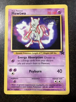 Pokemon Card Mewtwo Rare Promo Kids WB Movie 1999 - Image 2