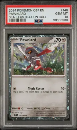 2024 POKEMON OBSIDIAN FLAMES OBF EN #148 PAWNIARD COSMOS HOLO PROMO PSA 10 POP 5 - Image 1