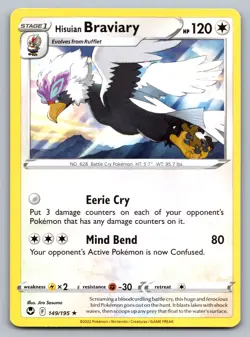 Pokemon TCG SWSH12: Silver Tempest Hisuian Braviary 149/195 - Image 1