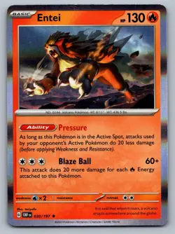 Pokemon TCG SV03: Obsidian Flames Entei 030/197 - Image 1