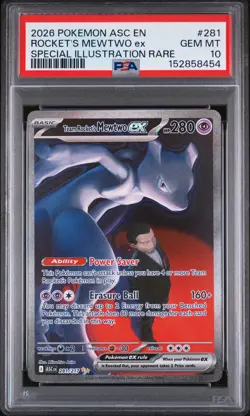 2026 POKEMON ASC EN-ASCENDED HEROES #281 TEAM ROCKET'S MEWTWO EX PSA 10 - Image 1