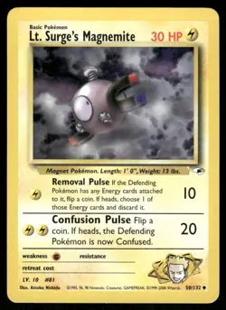 Pokemon Tcg Lt. Surge's Magnemite #50 Pokemon Gym Heroes LP - Image 1