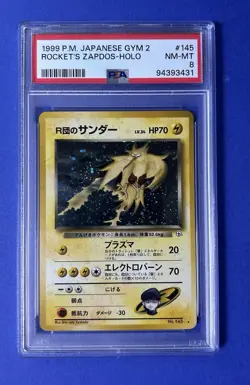 1999 PM Japanese Gym 2 Rocket’s Zapdos Holo #145 PSA 8 NM-MT - Image 1