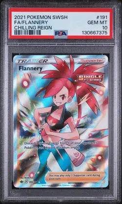2021 POKEMON SWORD & SHIELD CHILLING REIGN #191 FULL ART/FLANNERY PSA 10 - Image 1