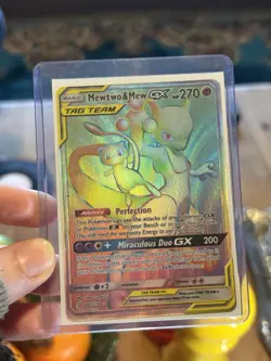 Pokemon Mewtwo and Mew GX Unified Minds Rainbow Secret Rare Card 242/236 - Image 2