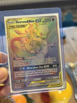 Pokemon Mewtwo and Mew GX Unified Minds Rainbow Secret Rare Card 242/236 - Image 3