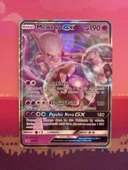 Pokemon Card Mewtwo GX SM196 Ultra Rare Black Star Promo Near Mint - Image 1
