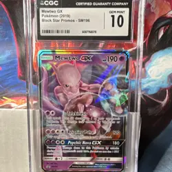 Pokemon Mewtwo GX CGC 10 Black Star Promo Holo Card SM196 2019 - Image 1