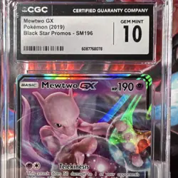 Pokemon Mewtwo GX CGC 10 Black Star Promo Holo Card SM196 2019 - Image 2