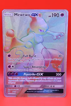 Pokemon Mewtwo GX TCG 76/73 Shining Legends Rainbow Secret Rare Card - Image 1
