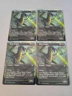 4x D&D Forgotten Realms Black Dragon Full Art NM/M Magic The Gathering Mtg - Image 1