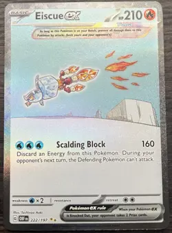Eiscue ex 222/197 Pokemon TCG Scarlet & Violet Obsidian Flames SIR MINT NM - Image 1