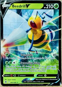 POKEMON ASTRAL RADIANCE BEEDRILL V RARE HOLO 001/189 NM+ - Image 1