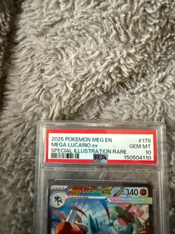 2025 Pokemon MEG Mega Lucario EX #179 PSA 10 GEM MINT Special Illustration Rare - Image 2
