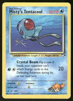 Pokemon Tcg Misty's Tentacool #57 Pokemon Gym Heroes LP - Image 1