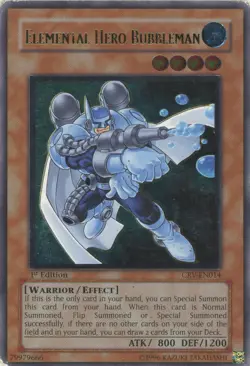 Yugioh Elemental Hero Bubbleman CRV-EN014 Ultimate Rare 1st Edition HP - Image 1