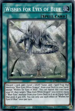 Yugioh Wishes for Eyes of Blue SDWD-EN042 Secret Rare 1st Edition NM - Image 1