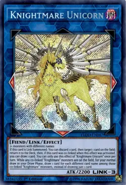 Yugioh Knightmare Unicorn FLOD-EN047 Secret Rare 1st Edition MP - Image 1