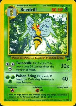 BEEDRILL 21/130 RARE BASE SET 2 POKEMON MP - Image 1