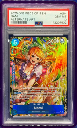 2025 One Piece - Nami #054 (Alternate Art) OP11-054 PSA 10 English GEM MINT - Image 1