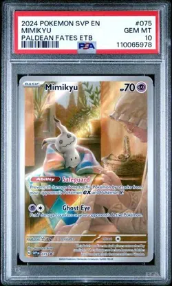 Mimikyu AR 075 PROMO PSA 10 - Paldean Fates ETB - Pokemon Card TCG - Image 1