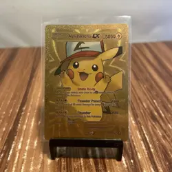 Ash Pikachu Metal Gold Foil Pokemon Card Fan Art Card HP5000 - Image 1