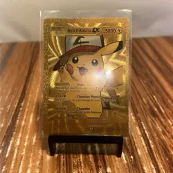 Ash Pikachu Metal Gold Foil Pokemon Card Fan Art Card HP5000 - Image 2