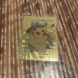 Ash Pikachu Metal Gold Foil Pokemon Card Fan Art Card HP5000 - Image 3