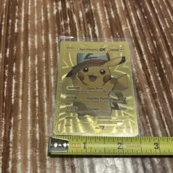 Ash Pikachu Metal Gold Foil Pokemon Card Fan Art Card HP5000 - Image 5