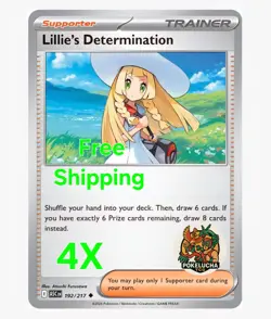 [4x Playset] Lillie's Determination 212/217 ME03: Mega Evolution ASC Pokemon TCG - Image 1