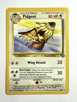1999 Pidgeot Vintage Pokemon Base Set 2 24/64 LP+ WOTC Non-Holo - Image 1