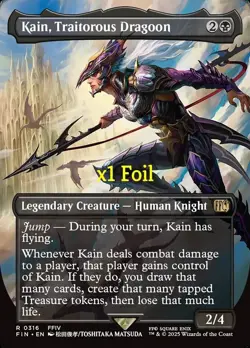 MTG Foil Borderless UB: Final Fantasy FIN Kain, Traitorous Dragoon MINT - Image 1