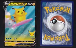 Surfing Pikachu V 008/025 Holo V Rare Celebrations Pokemon NM - Image 3
