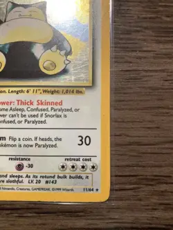 1999 Pokemon Jungle Snorlax Holo 11/64 No Symbol Error Misprint MP Rare Vintage - Image 5