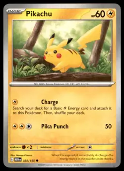 Pikachu 025/165 Common 151 Pokemon Lightly Played - Image 1