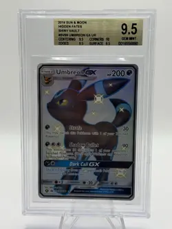 2019 POKEMON SUN & MOON HIDDEN FATES #SV69 FULL ART/UMBREON GX BGS 9.5 GEM MINT - Image 1