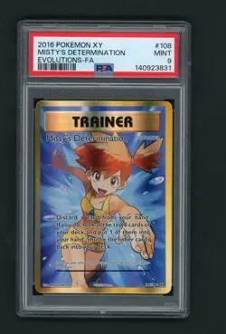 Misty's Determination (Full Art) 108/108 Evolutions Holo 2016 Pokemon XY PSA 9 - Image 1