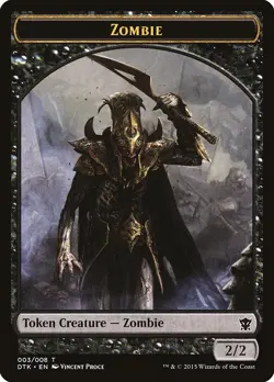 ZOMBIE 2/2 TOKEN MTG - DTK DRAGONS OF TARKIR 003/018 LP - CHEAP - Image 1